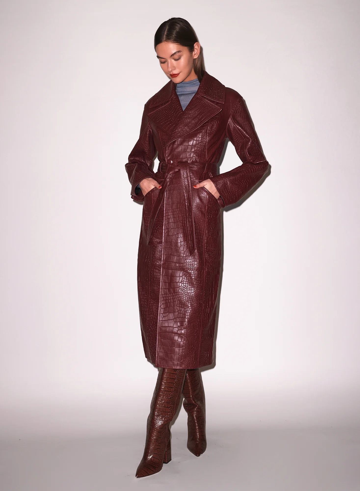 Croc Leather Trench - Image 4