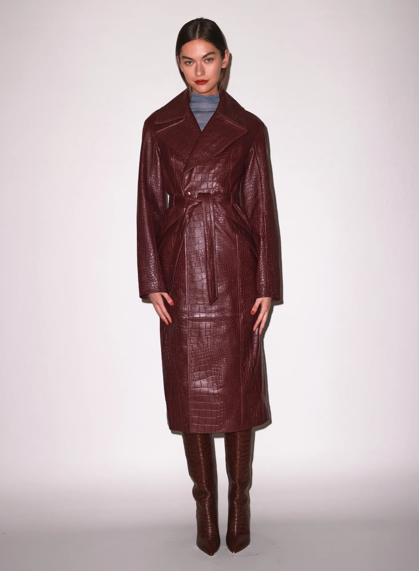 Croc Leather Trench - Image 7