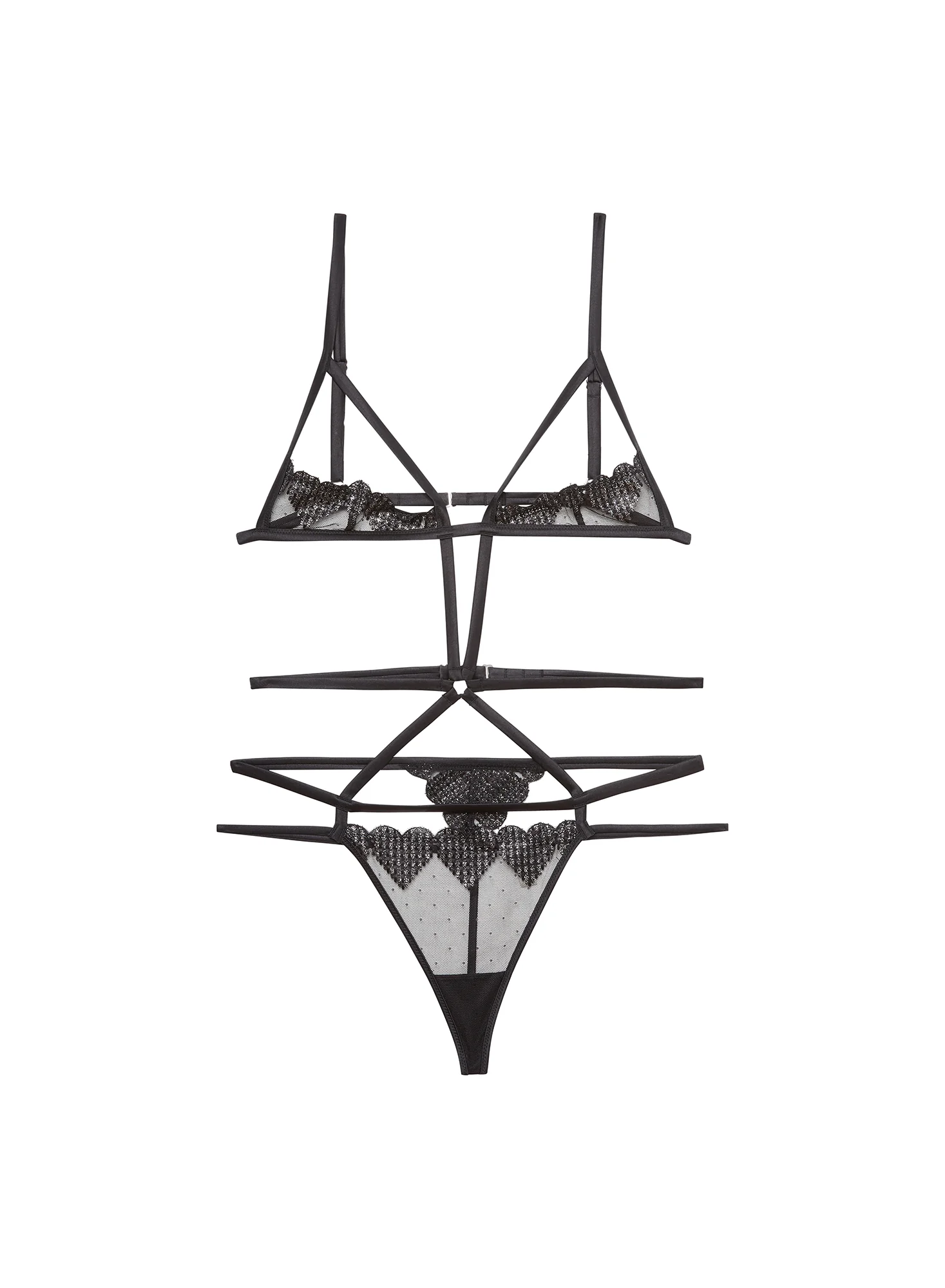 Heart Embroidery Ouvert Bondage Bodysuit - Image 2