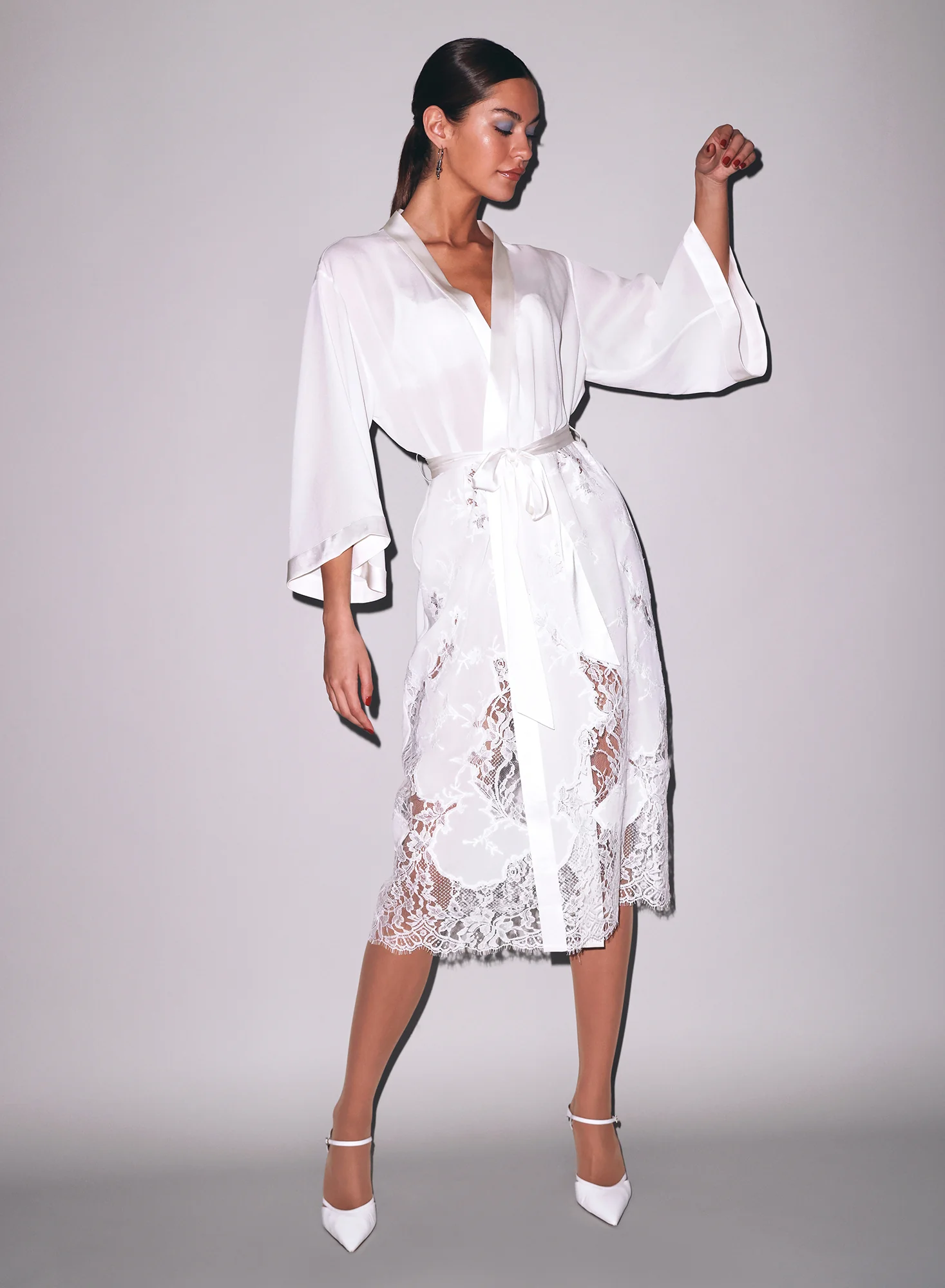 Mia Lace Long Robe