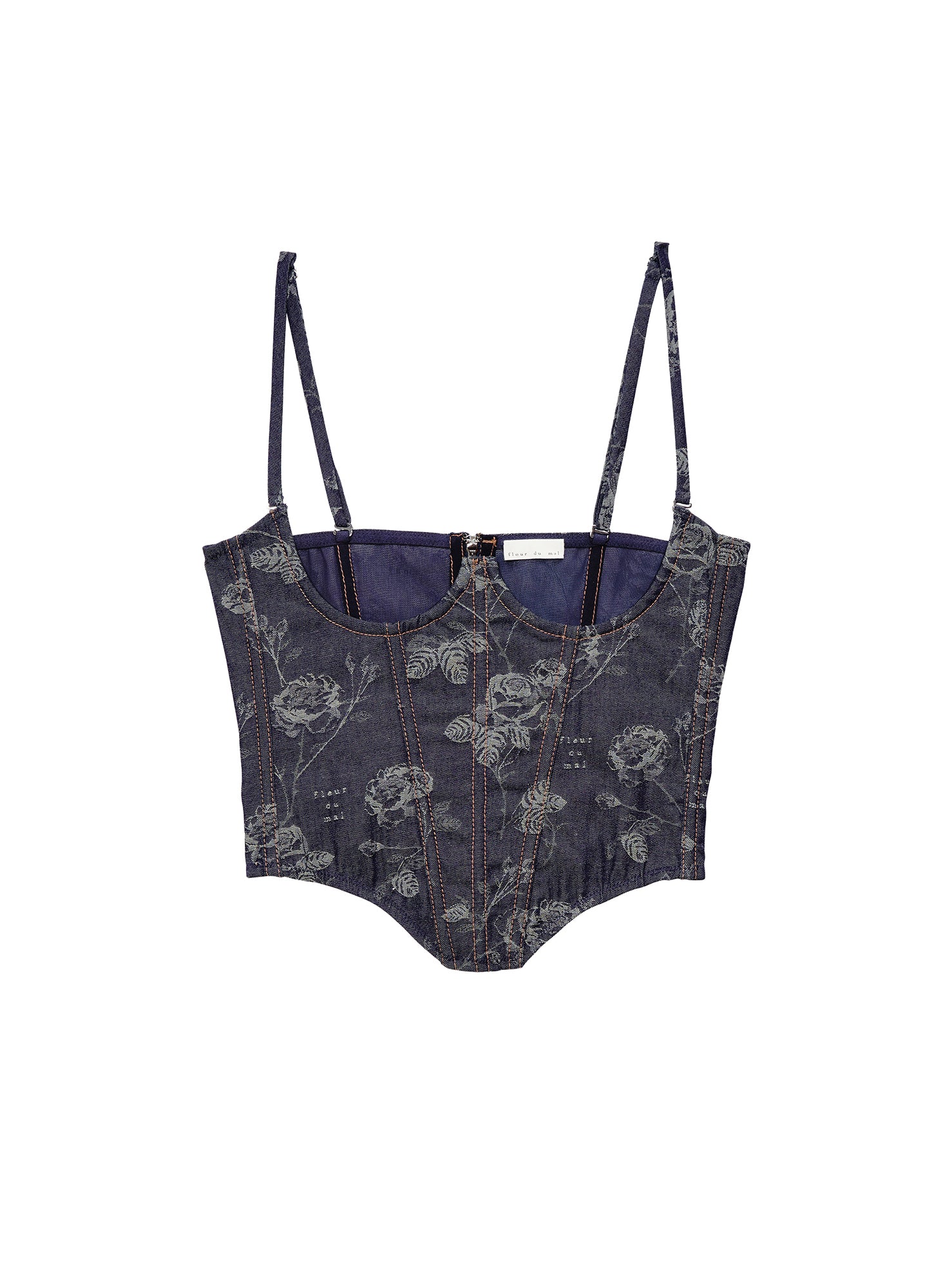 No Cup Floral Jacquard Bustier - Image 2