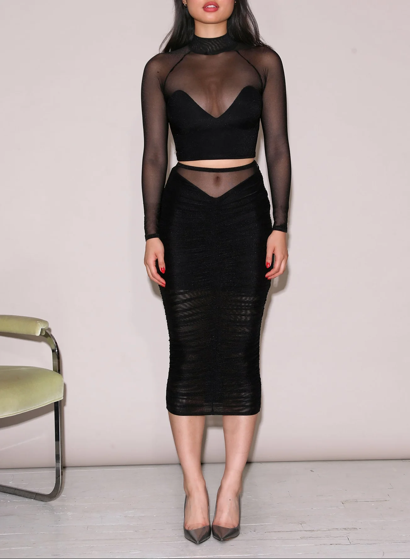 Ruched Midi Skirt