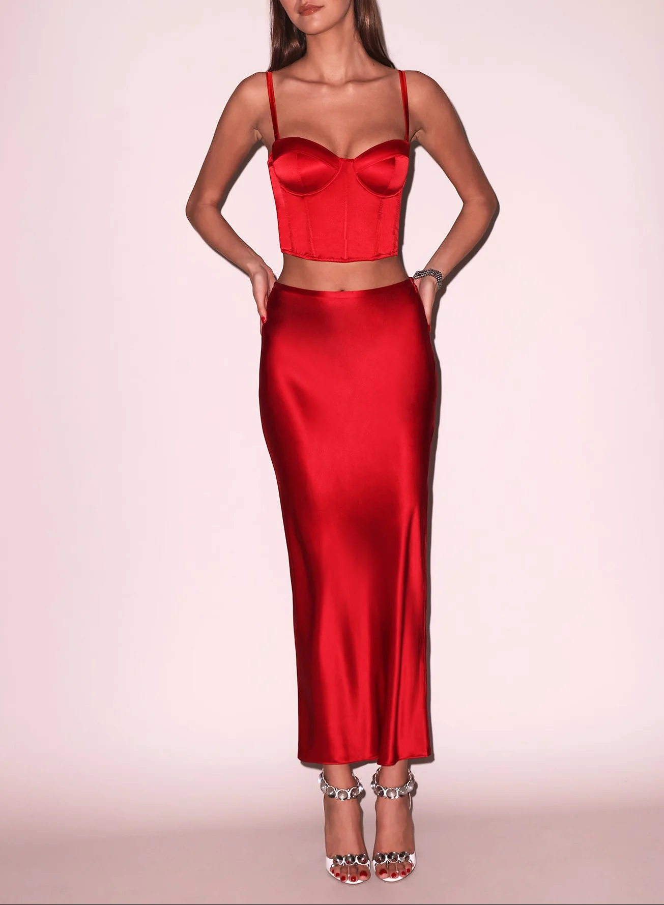 Silk Bias Cutout Skirt