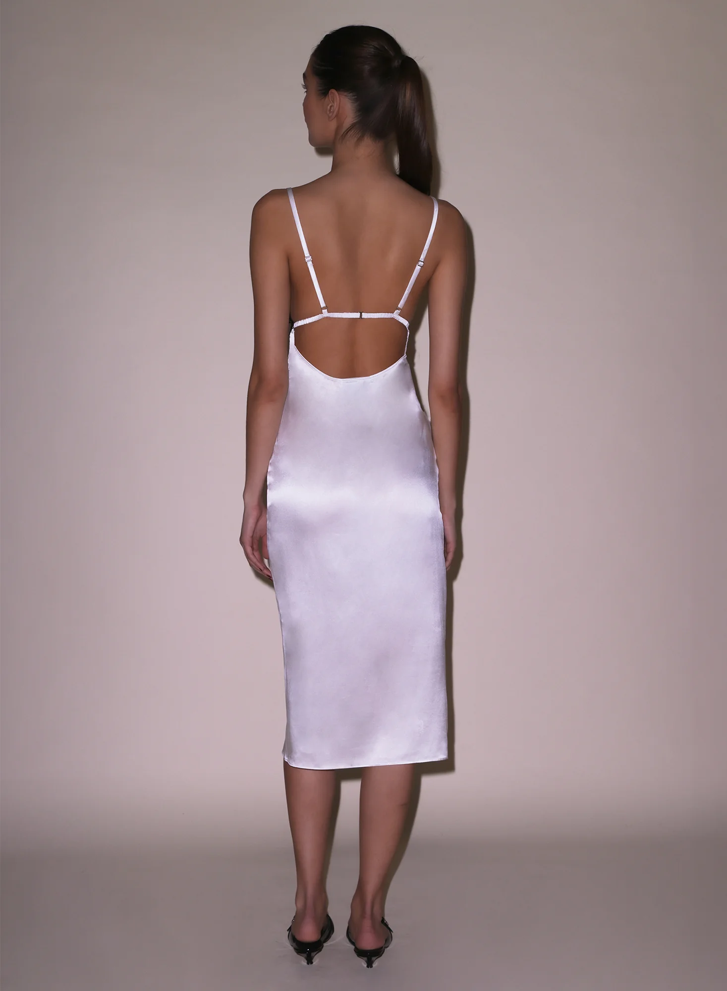 Silk & Lace V Neck Dress - Image 3