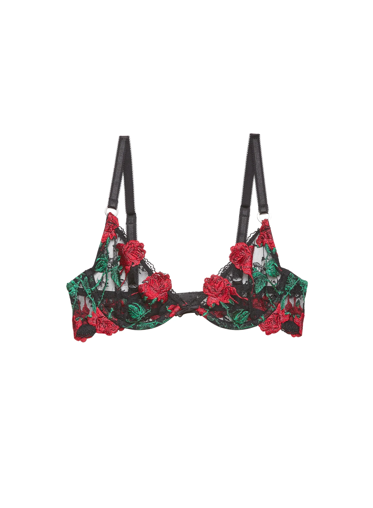 Vampire Rose Embroidery Demi Bra - Image 3