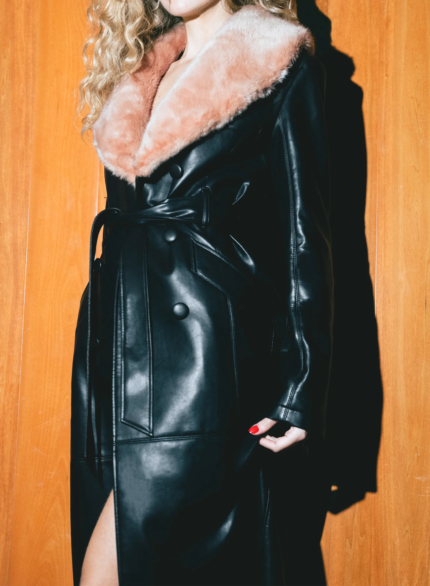 Vegan Leather & Fur Coat - Image 5